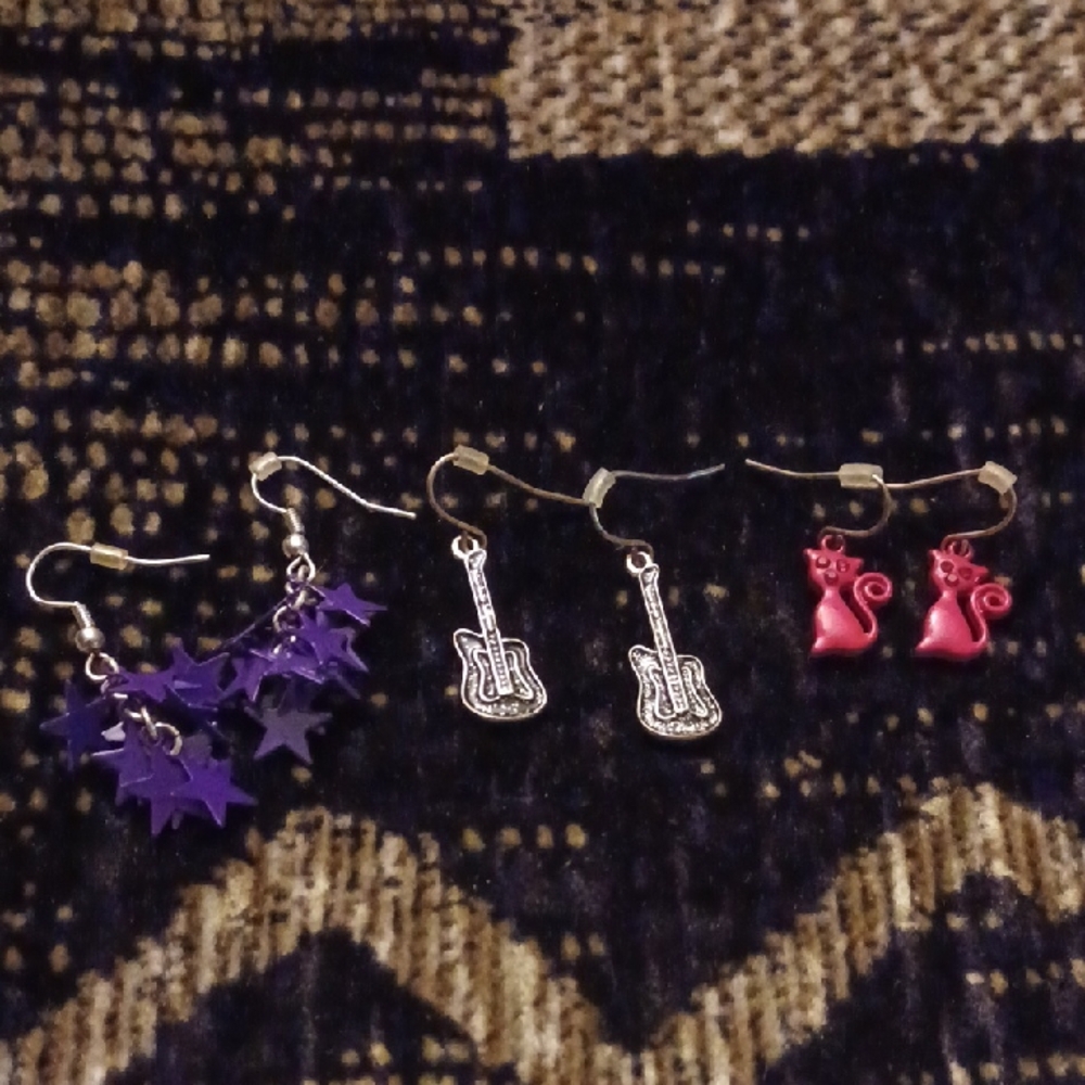 $4 Add-on Dangly Earrings - Set Of 3 Pairs